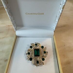 Macy's Gold and Green Gem Brooch